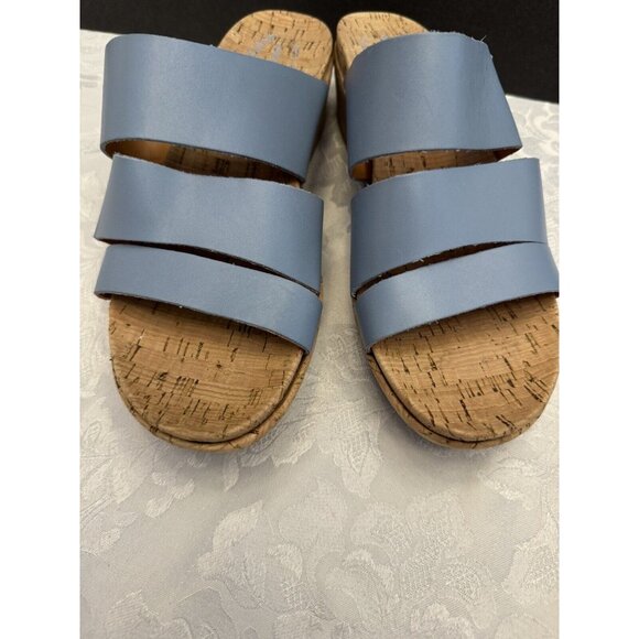 Kork Ease Size 8M Menzie Blue Leather Slip On Wedge Comfort Sandal Comfort - Picture 10 of 12